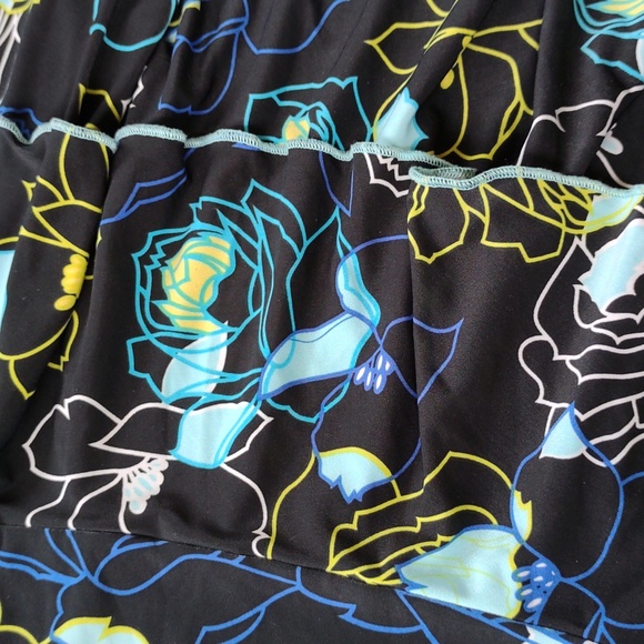 Colorful Floral Flowy Ruffly Layered Skirt Swim Suit Cover - Picture 7 of 7